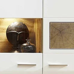 Wohnwand Hängeschrank in Weiß Eiche - Lisepio