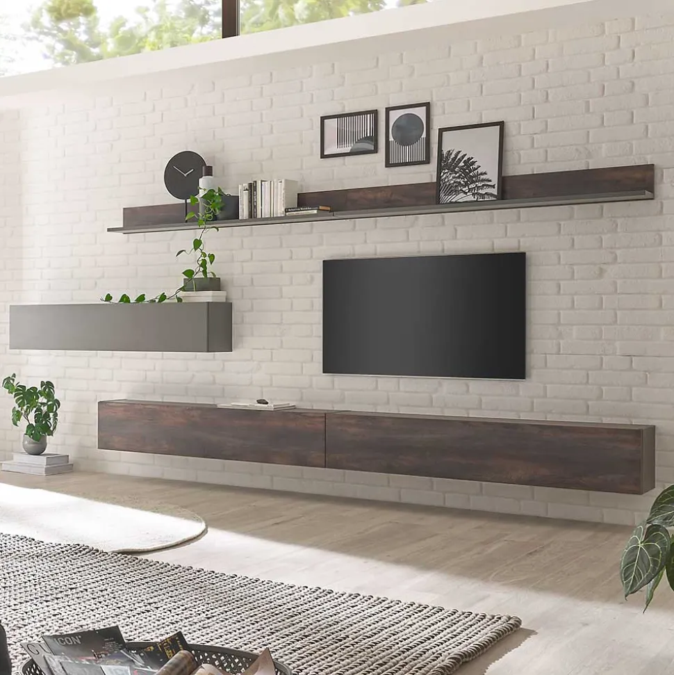 Wohnwand Hängeschränke und Wandboards im Set - Mundo (fünfteilig)