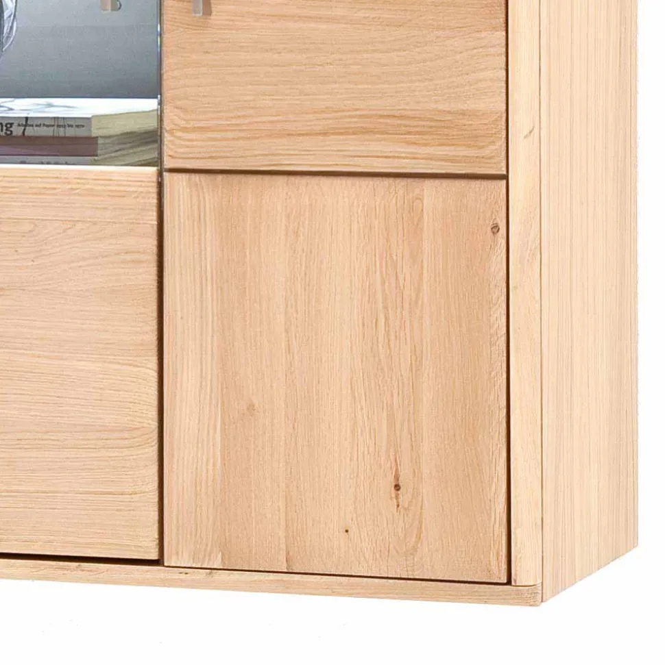 Wohnwand Hängevitrine in Eiche Bianco - Vernella