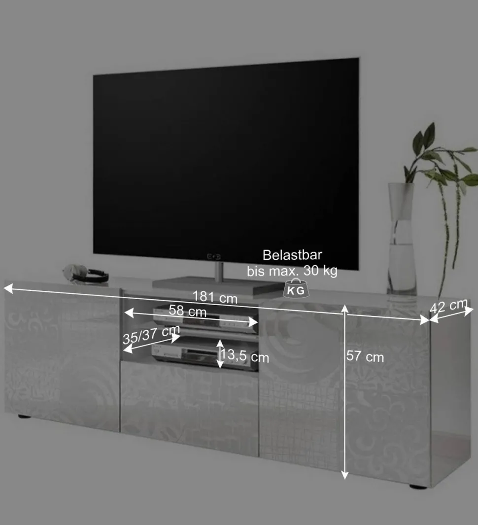 Wohnwand Hochglanz in Weiß - Vascaub (dreiteilig)