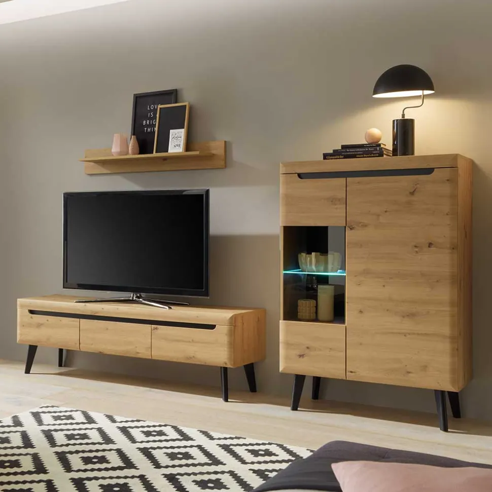 Wohnwand im Skandi Look Set - Olcian (dreiteilig)