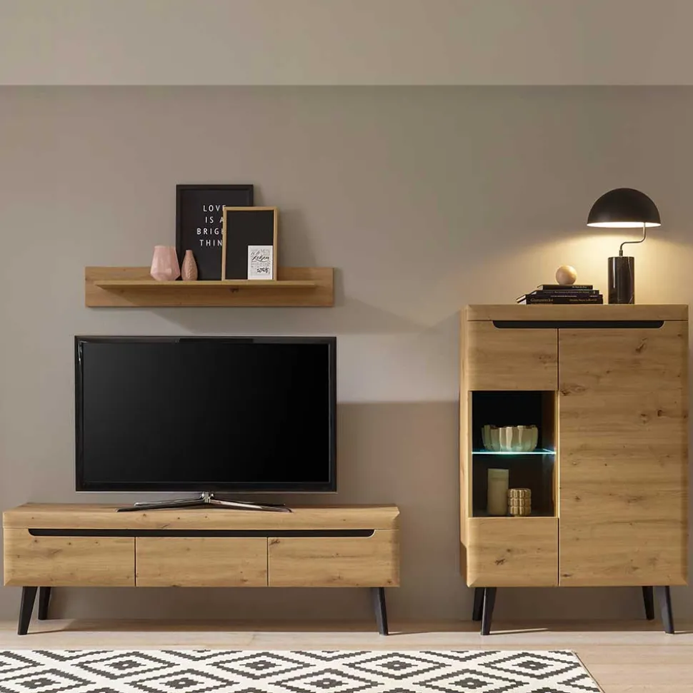 Wohnwand im Skandi Look Set - Olcian (dreiteilig)