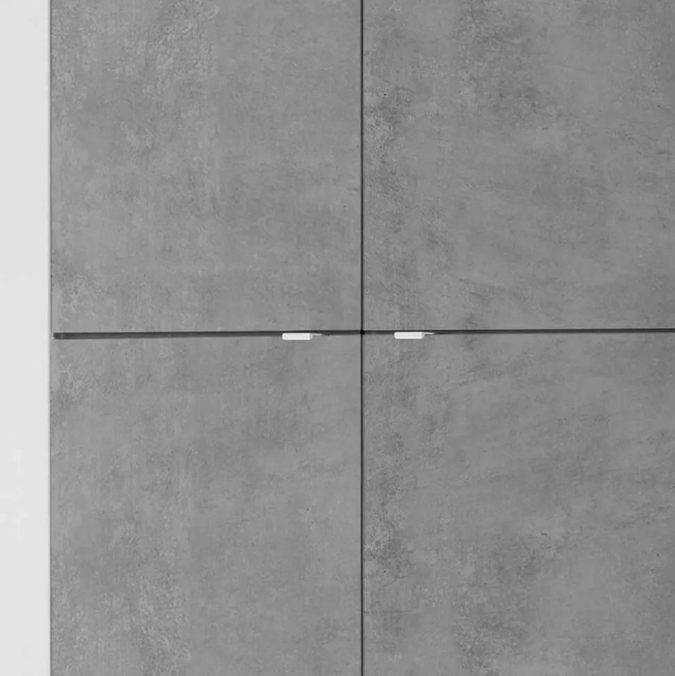 Wohnwand in Beton Optik & Weiß HG - Narandu (dreiteilig)