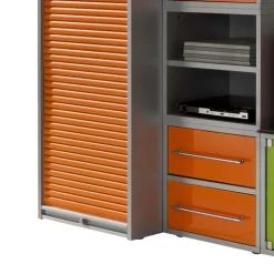 Wohnwand in Silber & Grün & Orange - Lecodas (dreiteilig)