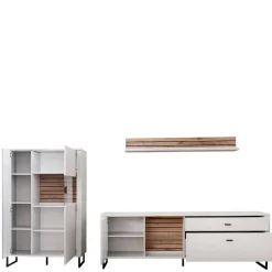 Wohnwand in Weiß mit Wildeiche - Varzino (dreiteilig)