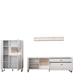 Wohnwand in Weiß mit Wildeiche - Varzino (dreiteilig)