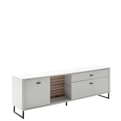 Wohnwand in Weiß mit Wildeiche - Varzino (dreiteilig)