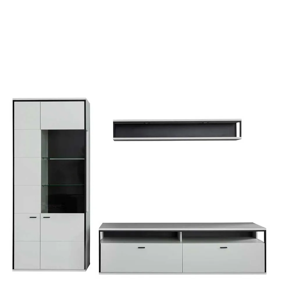 Wohnwand in Weiß und Schwarzgrau - Loazin (dreiteilig)