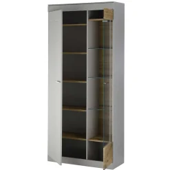 Wohnwand Kombination in Hellgrau & Zinneiche - Lioscas (dreiteilig)