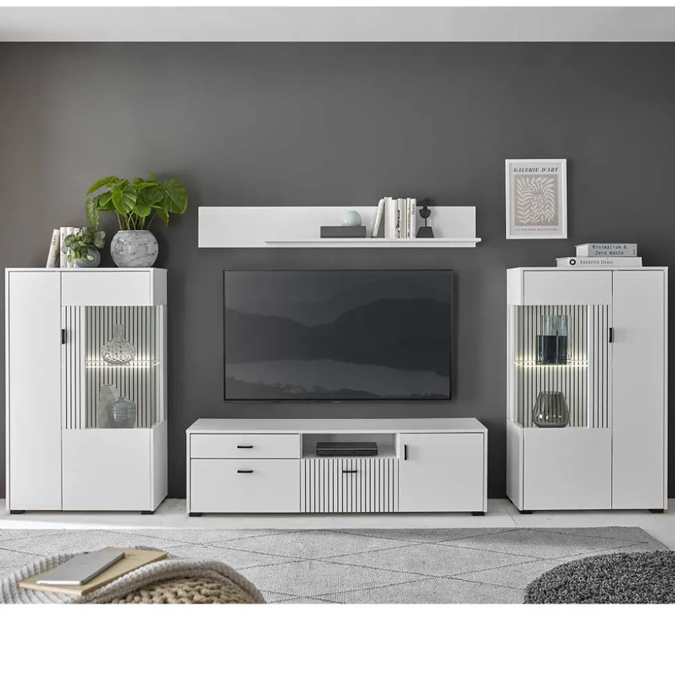 Wohnwand Kombination in Weiß - Dualkos (vierteilig)