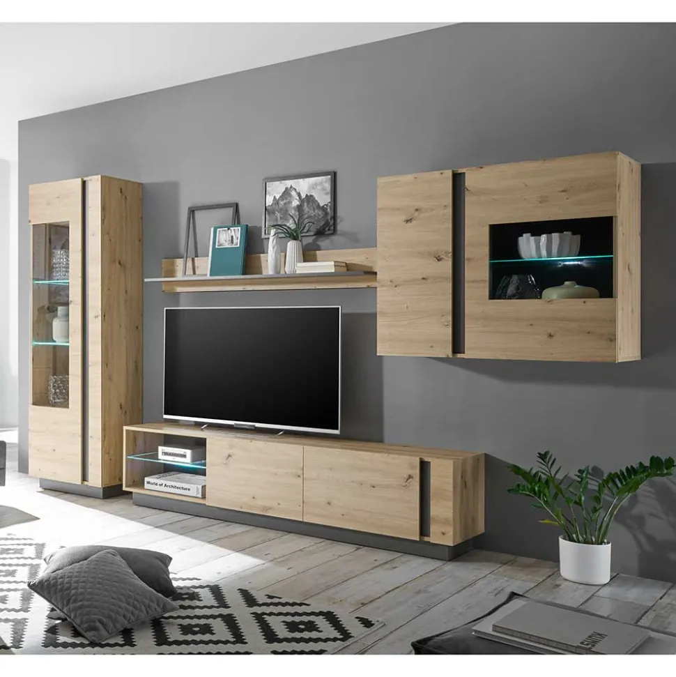 Wohnwand Kombination modern - Lairian (vierteilig)