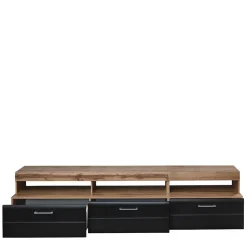 Wohnwand Möbel in Schwarz & Wildeiche - Kandu (fünfteilig)