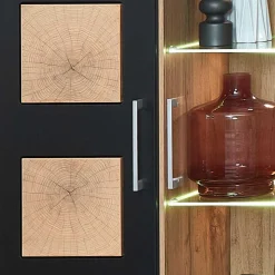 Wohnwand Möbel in Schwarz & Wildeiche - Kandu (fünfteilig)