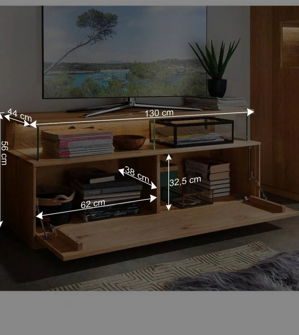 Wohnwand Möbel Kombination aus Wildeiche - Millena (dreiteilig)