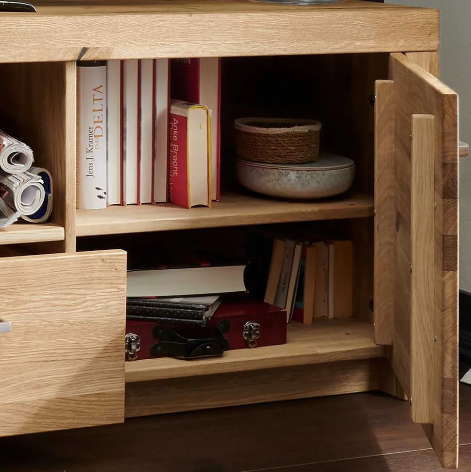 Wohnwand Möbel Set aus Wildeiche - Loitons (vierteilig)