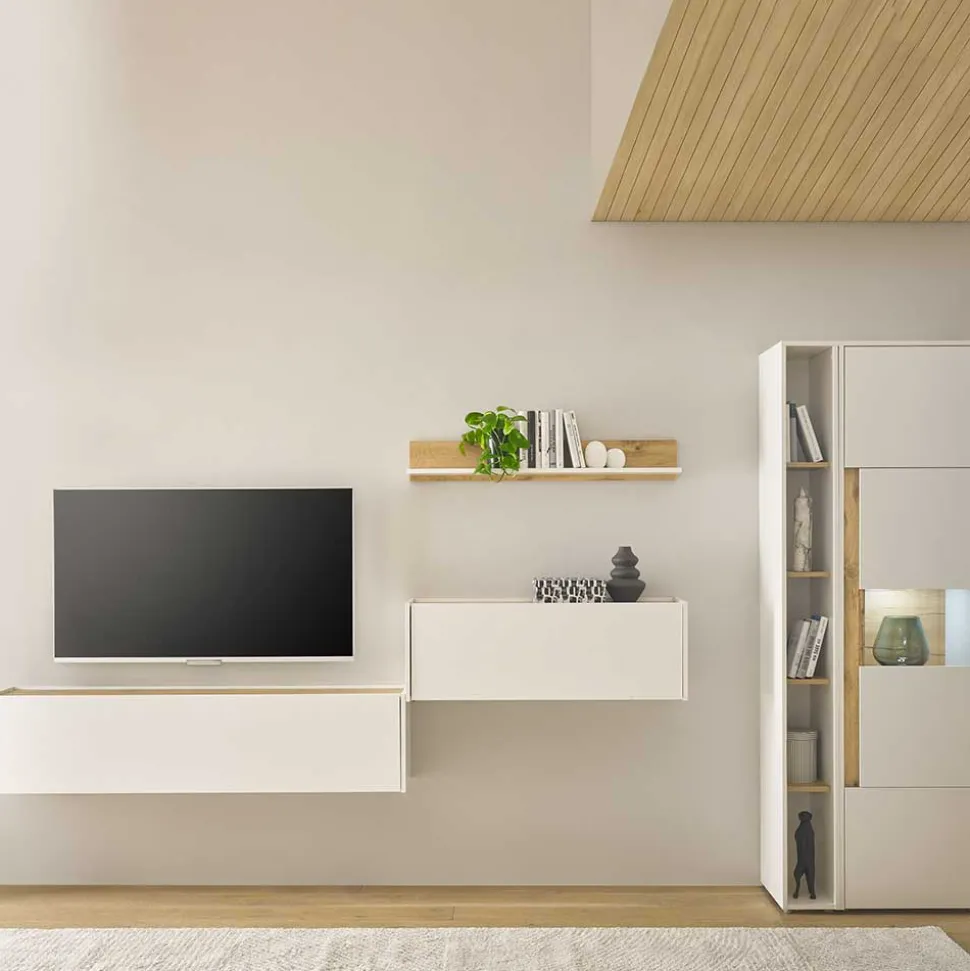 Wohnwand mit Arbeitsplatz modern - Nonessia (fünfteilig)