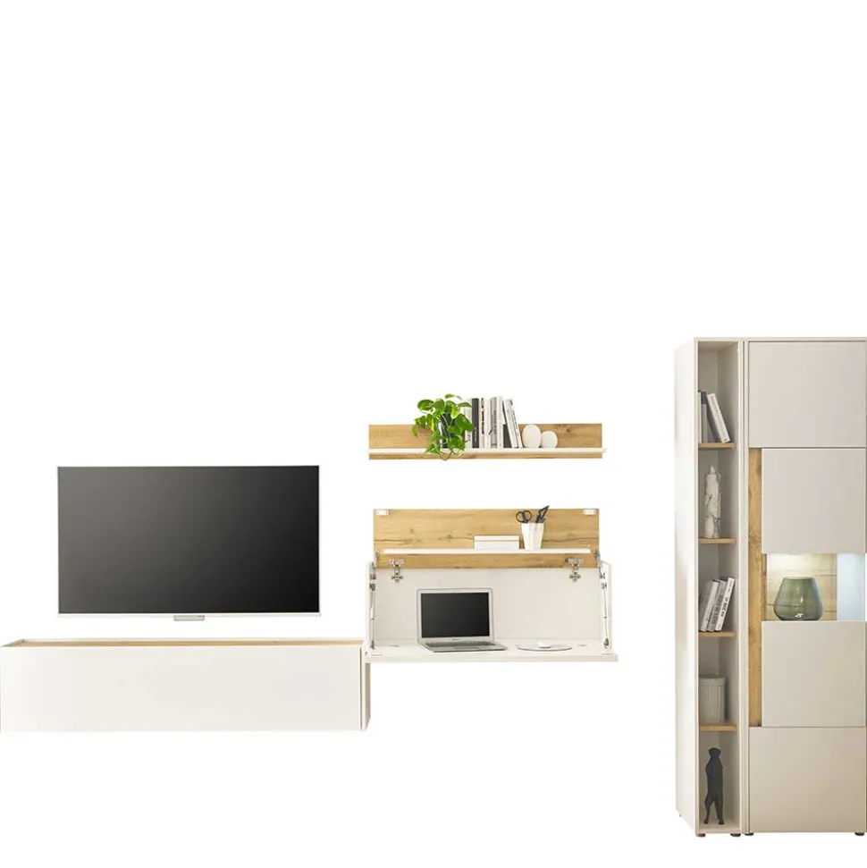 Wohnwand mit Arbeitsplatz modern - Nonessia (fünfteilig)