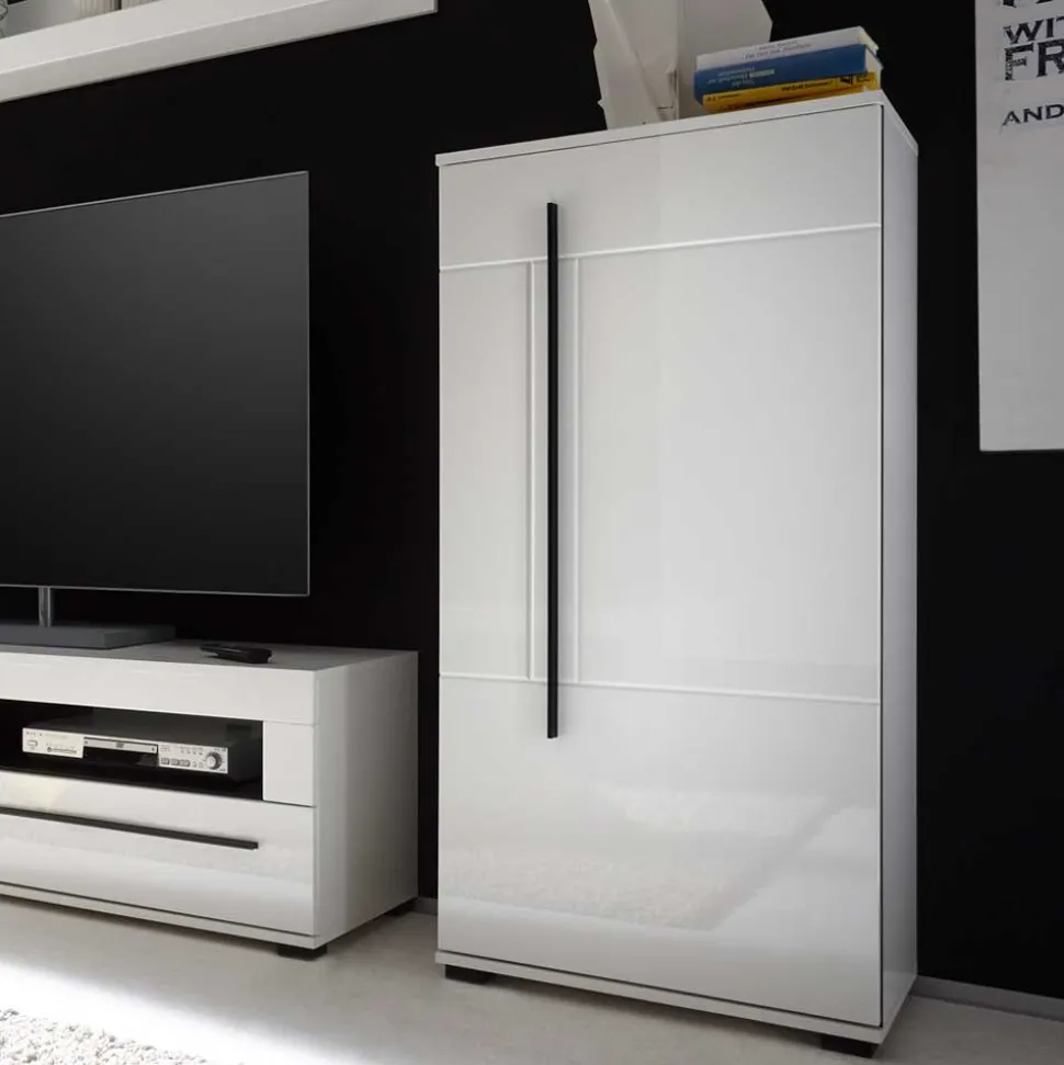 Wohnwand Seitenschrank Jetongos in Weiß Hochglanz