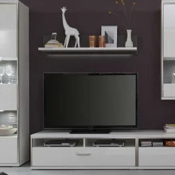 Wohnwand Tacroma in Weiß Hochglanz (fünfteilig)