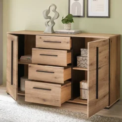 Wohnzimmer Anbauwand in Eiche - Brocus (dreiteilig)