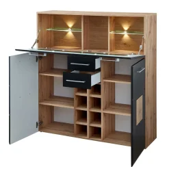Wohnzimmer Barschrank in Schwarz & Wildeiche - Kandu