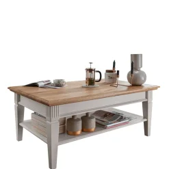 Wohnzimmer Couchtisch in Weiß & Eiche - Henry