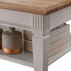 Wohnzimmer Couchtisch in Weiß & Eiche - Henry