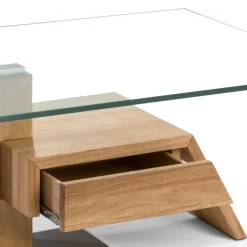 Wohnzimmer Design-Glastisch mit Schublade - Ambia