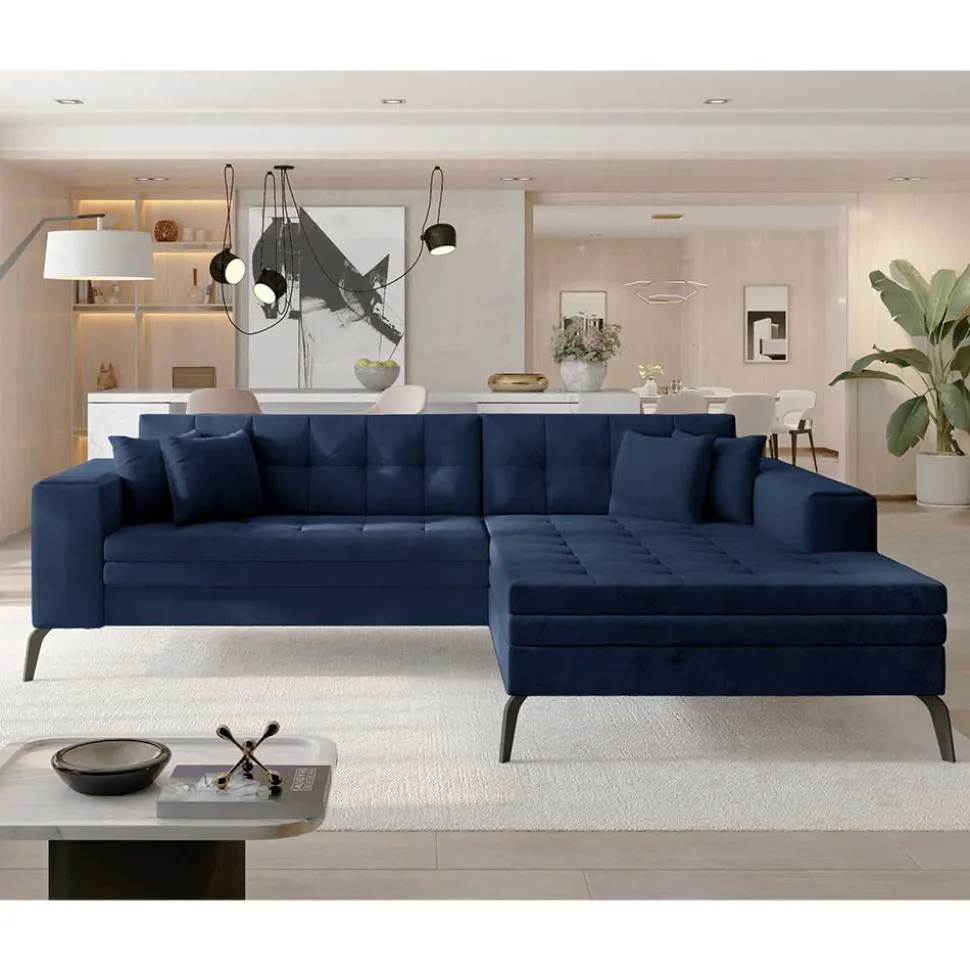 Wohnzimmer Eckcouch in Dunkelblau - Asbro