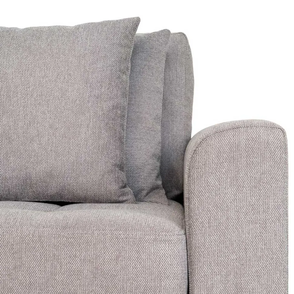 Wohnzimmer Ecksofa in Hellgrau mit Buche - Lelyo