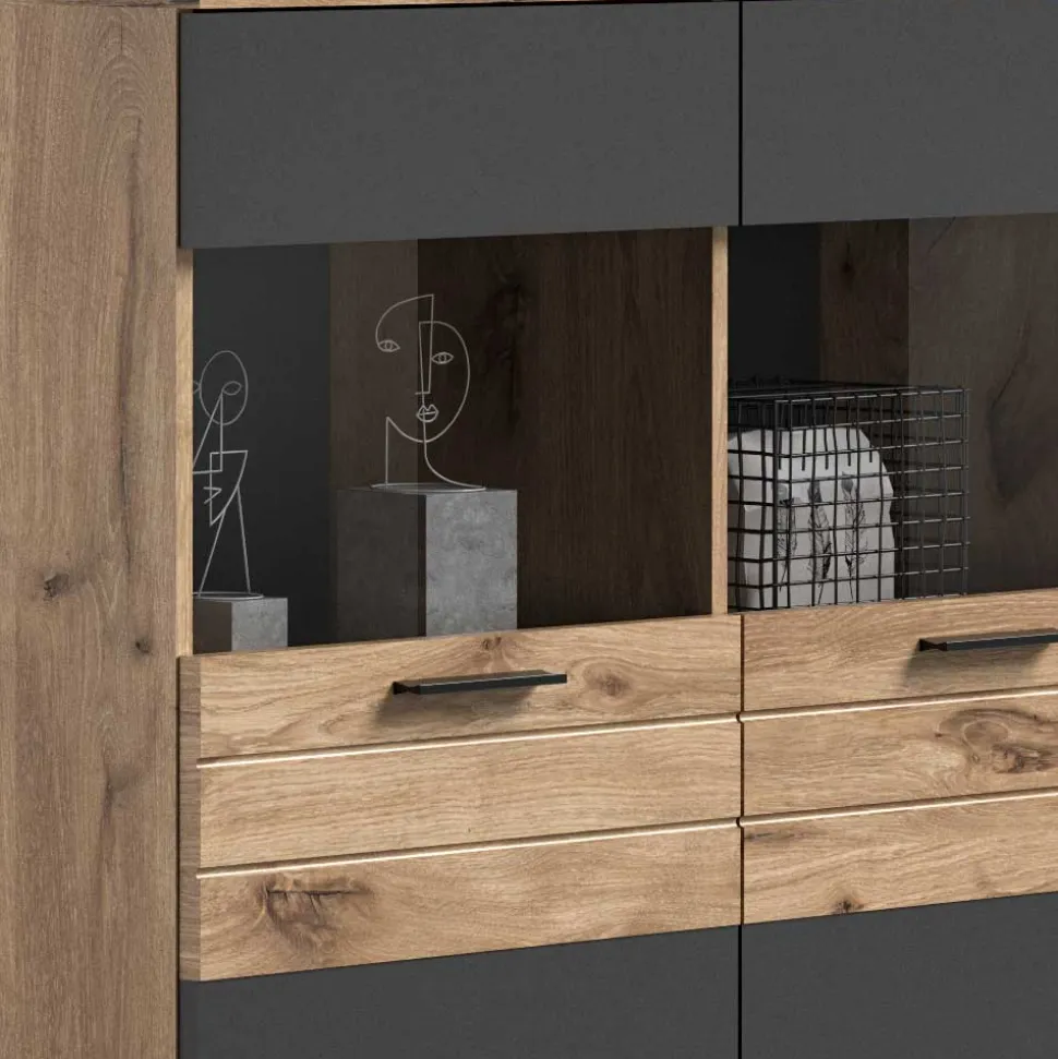 Wohnzimmer Highboard mit Glaseinsätzen - Lucios