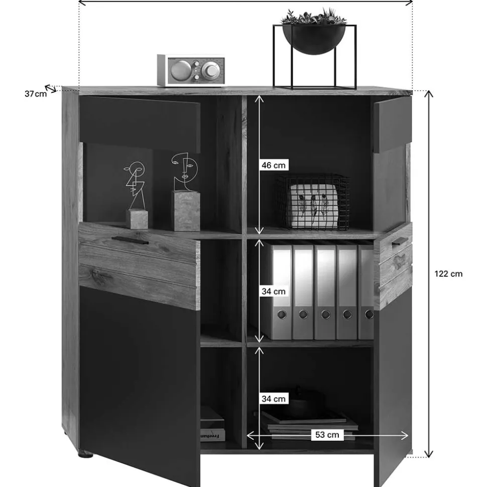 Wohnzimmer Highboard mit Glaseinsätzen - Lucios