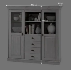 Wohnzimmer Highboard Piatra aus Kiefer teilmassiv