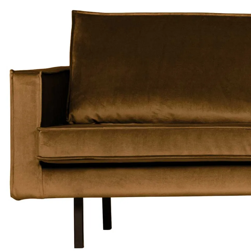 Wohnzimmer L Couch in Honigfarben Samt - Saguan