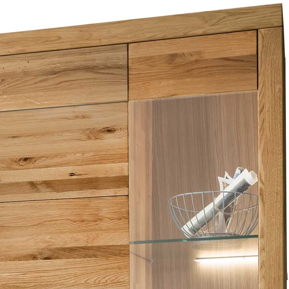 Wohnzimmer Massivholzschrank mit Glas Einsatz - Loitons