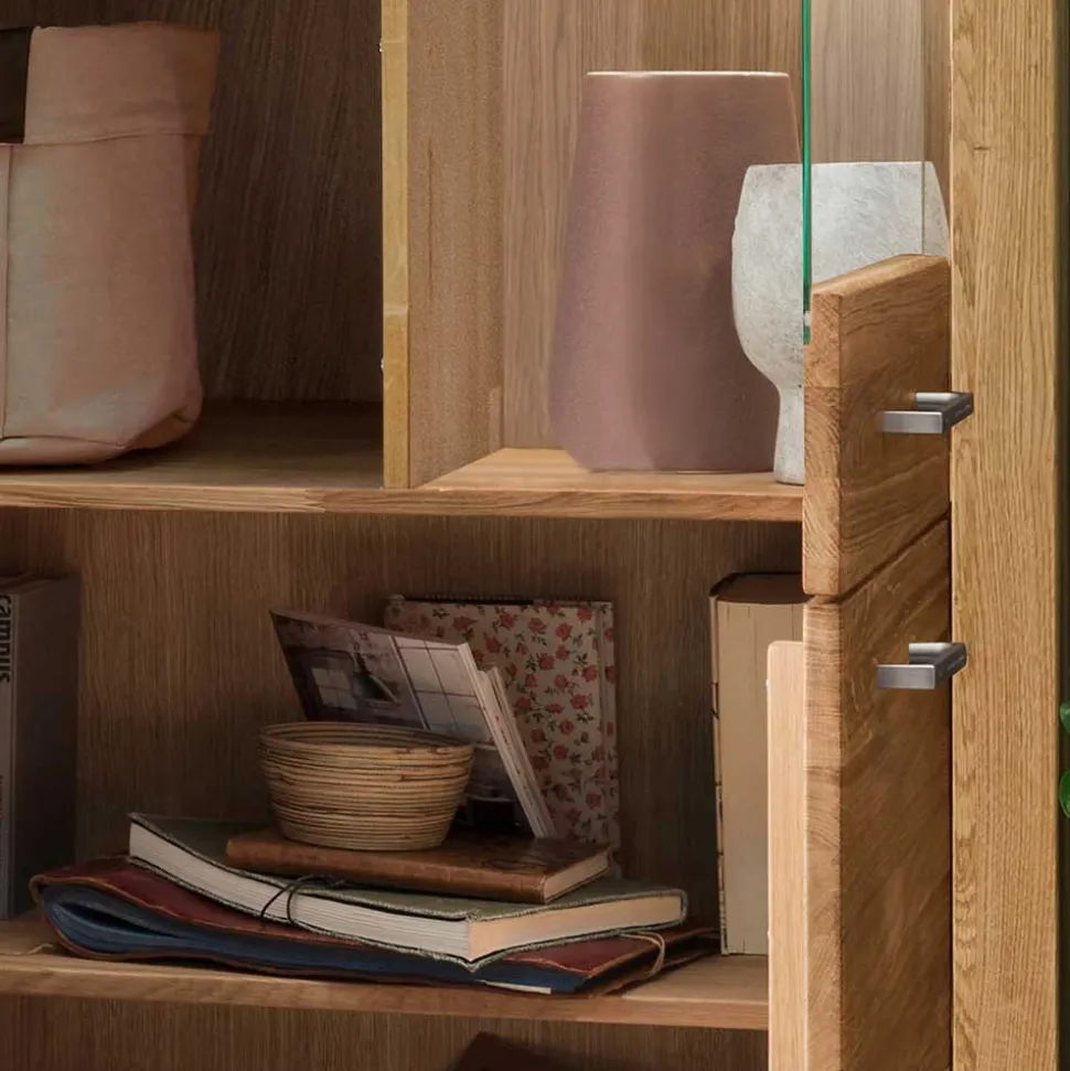 Wohnzimmer Massivholzschrank mit Glas Einsatz - Loitons
