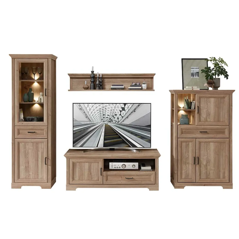 Wohnzimmer Möbelset in Eiche NB - Barack (vierteilig)