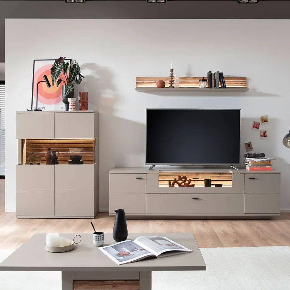 Wohnzimmer Möbelset in Grau - Teorina (dreiteilig)