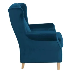Wohnzimmer Ohrensessel aus Samtvelours in Petrol - Torabus