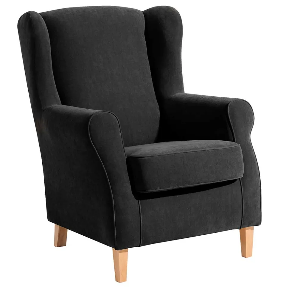 Wohnzimmer Ohrensessel in Schwarz - Lirionica