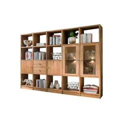 Wohnzimmer Regalwand Levronia aus Wildeiche Massivholz