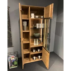 Wohnzimmer Schrank aus Asteiche Massivholz & Glas - Clenza