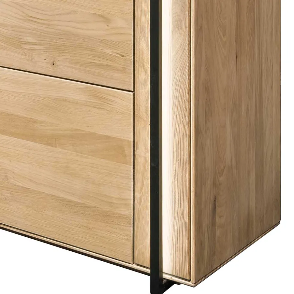 Wohnzimmer Schrank aus Asteiche Massivholz & Glas - Clenza