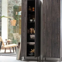 Wohnzimmer Schrank in Esche Dunkel & Schwarz - Eyes