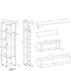 Wohnzimmer Schrank Kombi in Anthrazit - Ahilav (sechsteilig)