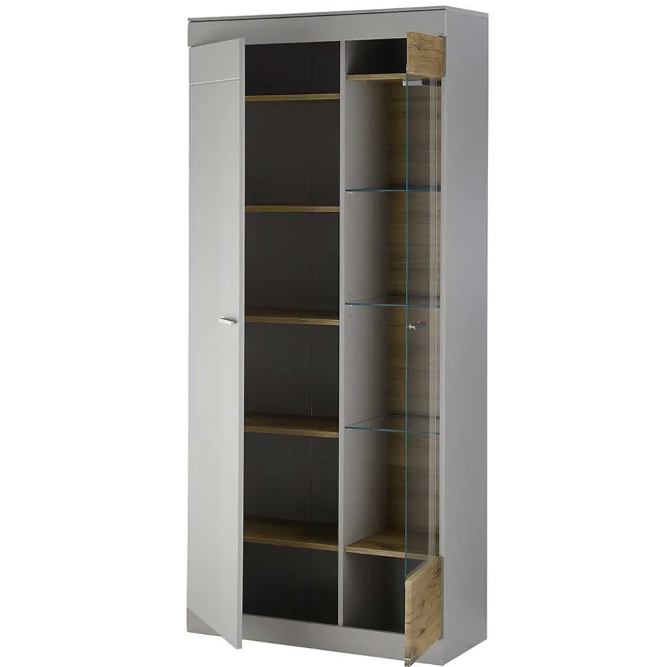 Wohnzimmer Schrank Set in Hellgrau & Zinneiche - Lioscas (vierteilig)