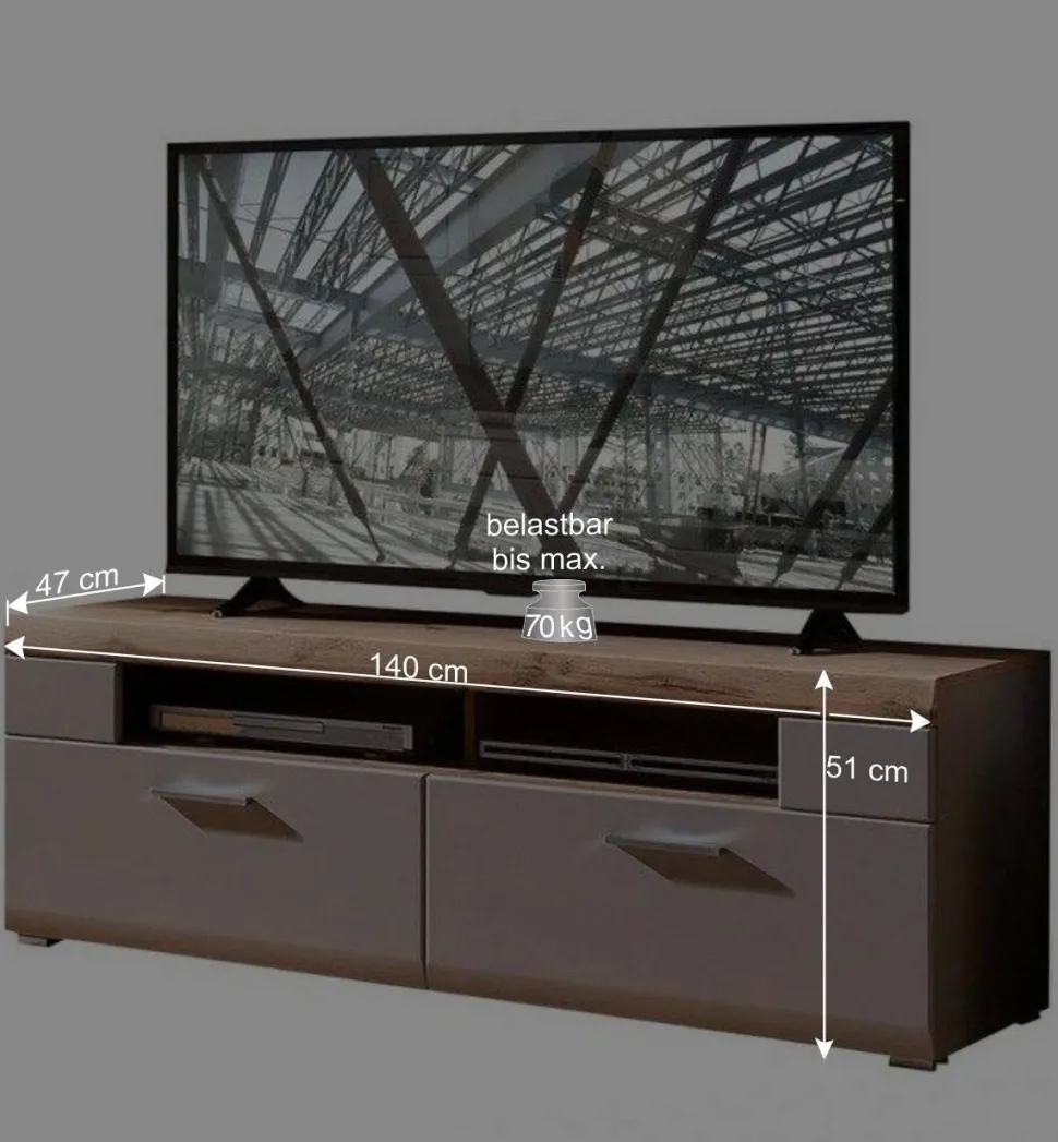 Wohnzimmer Schrankwand Lisepio mit Beleuchtung (fünfteilig)