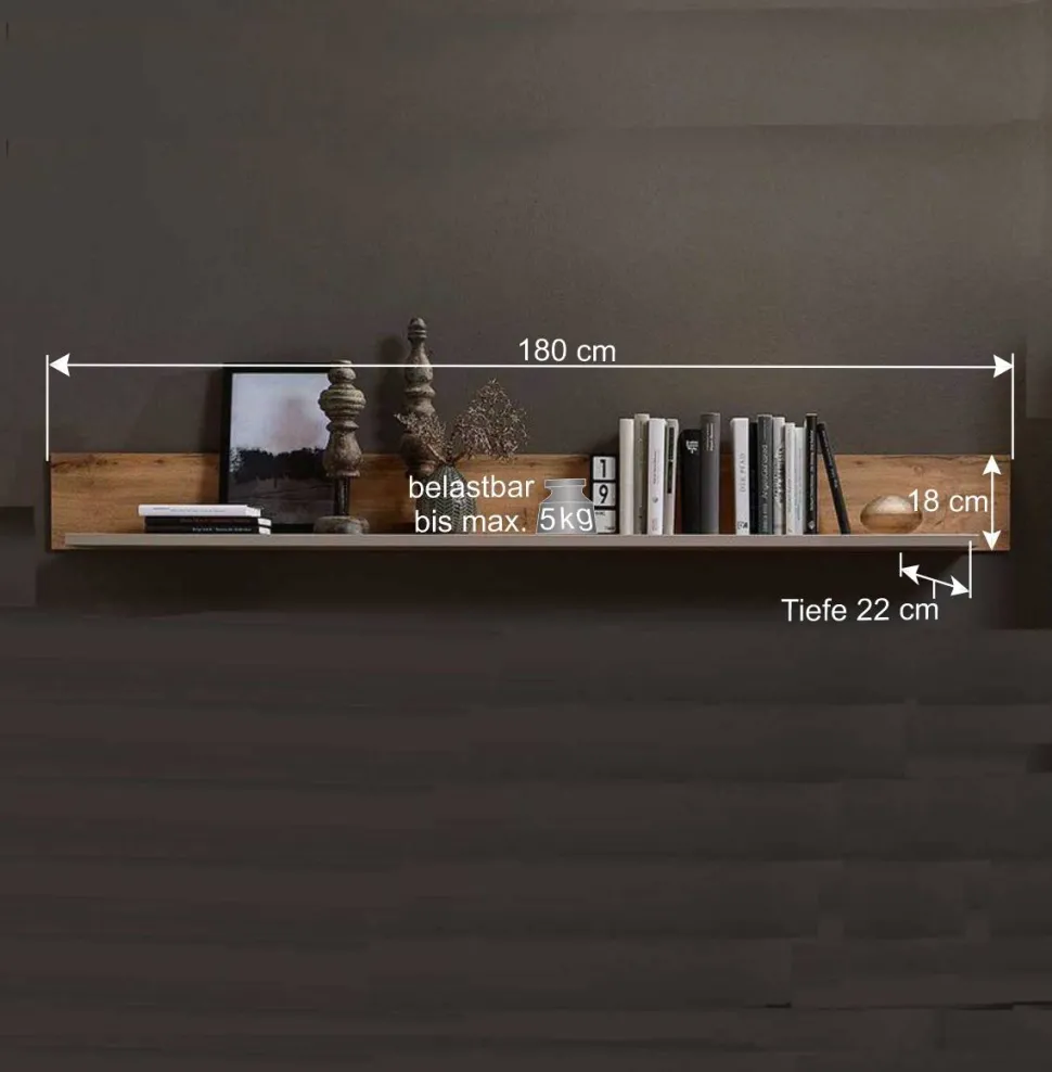 Wohnzimmer Schrankwand Lisepio mit Beleuchtung (fünfteilig)