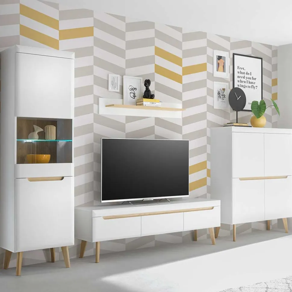 Wohnzimmer Schränke und Wandboard Set - Ginko (vierteilig)