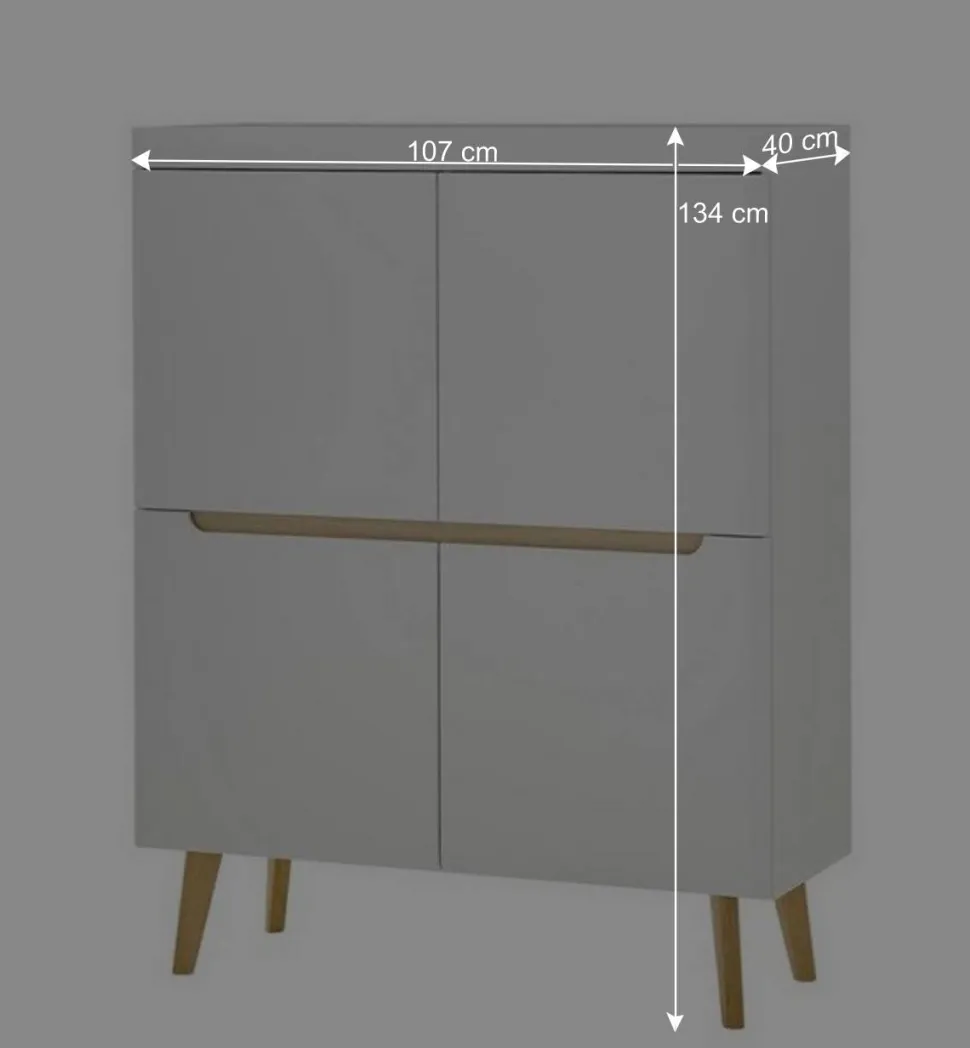 Wohnzimmer Schränke und Wandboard Set - Ginko (vierteilig)